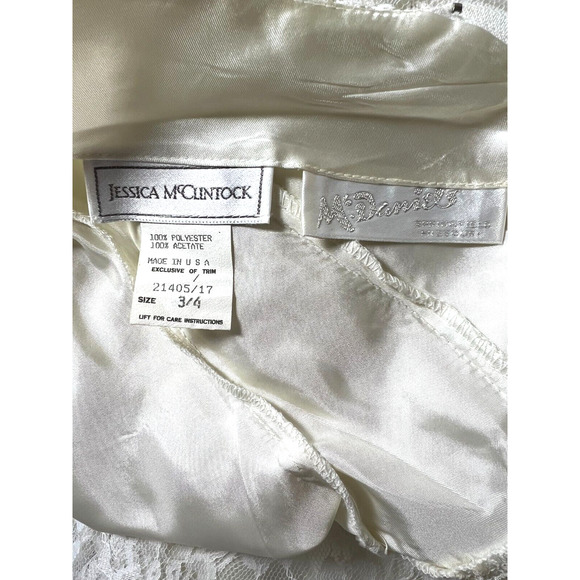 VTG‎ Jessica McClintock White Crochet Lace V-Back Dress Size 3/4 - Picture 8 of 9